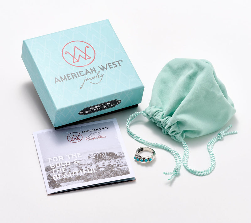 American West Sterling Silver & Gemstone Twist Band Ring — View 5