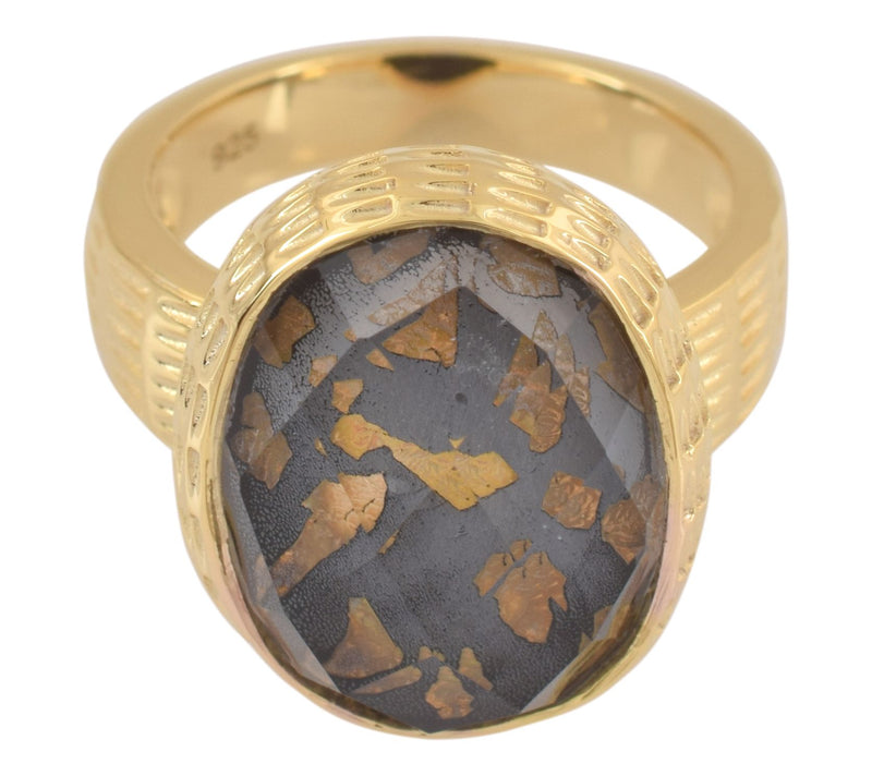 Affinity Gems Gold Flake Doublet Ring, 14K GoldPlated — View 9