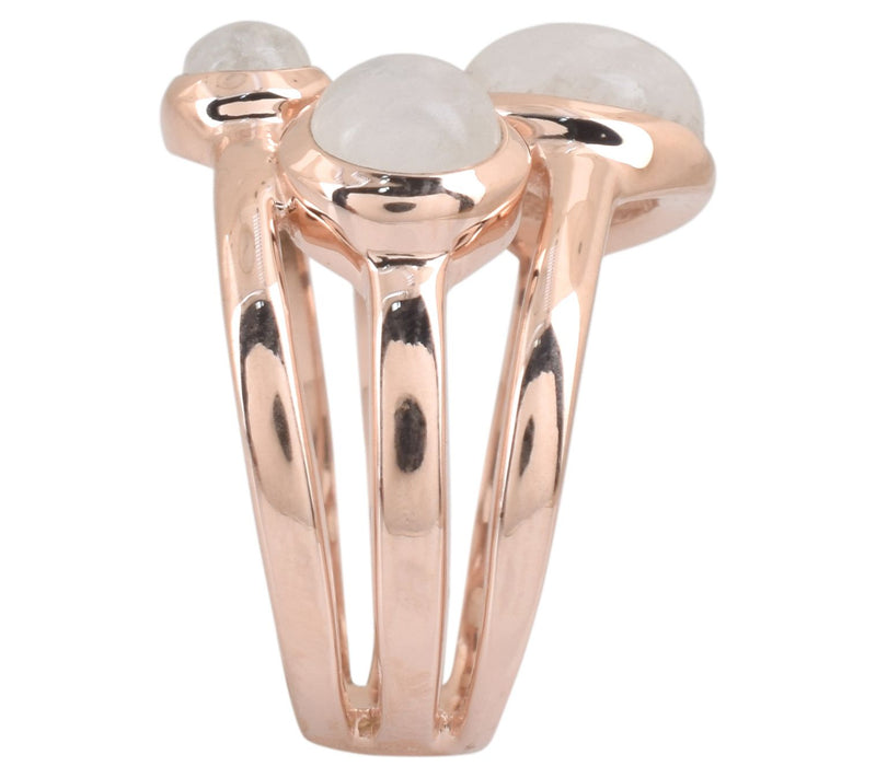 Affinity Gems 3-Stone Moonstone Ring, 14K RoseGold Plated — View 6