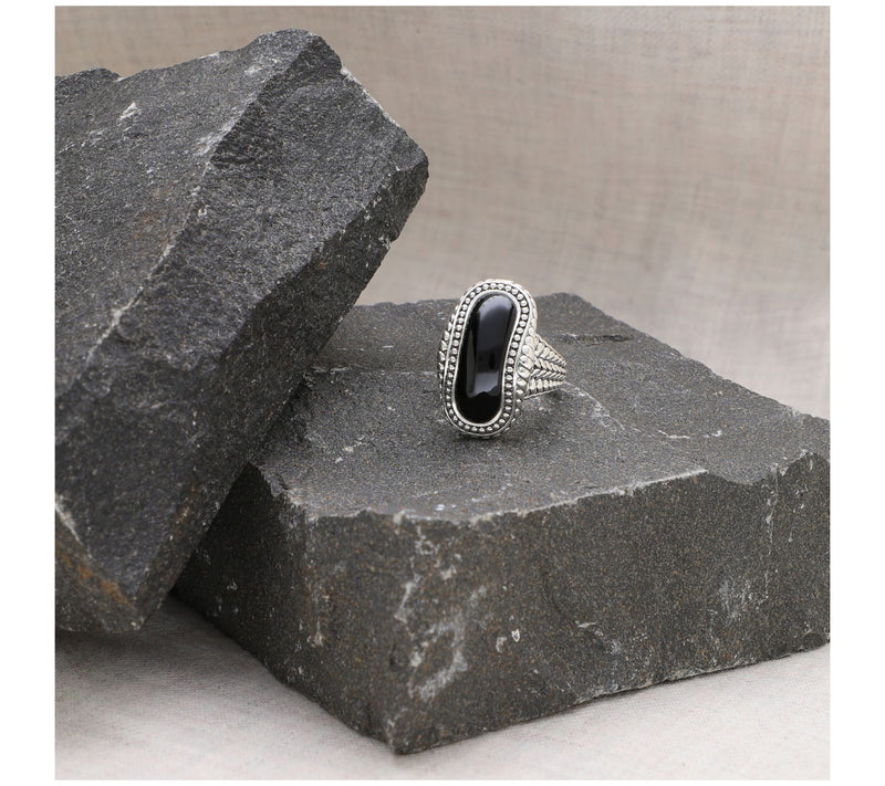 Tiffany Kay Studio Sterling Silver Onyx Herringbone Ring — View 4