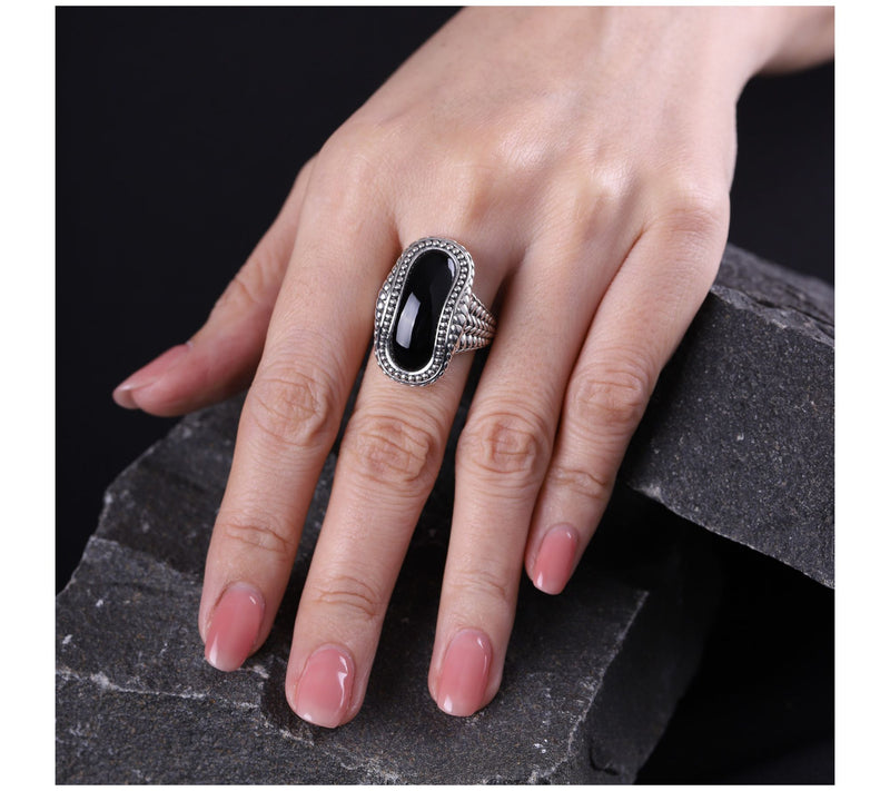 Tiffany Kay Studio Sterling Silver Onyx Herringbone Ring — View 5