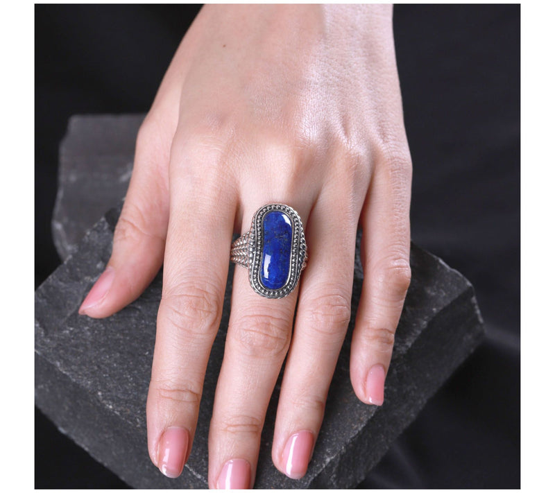 Tiffany Kay Studio Sterling Silver Lapis Herringbone Ring — View 5