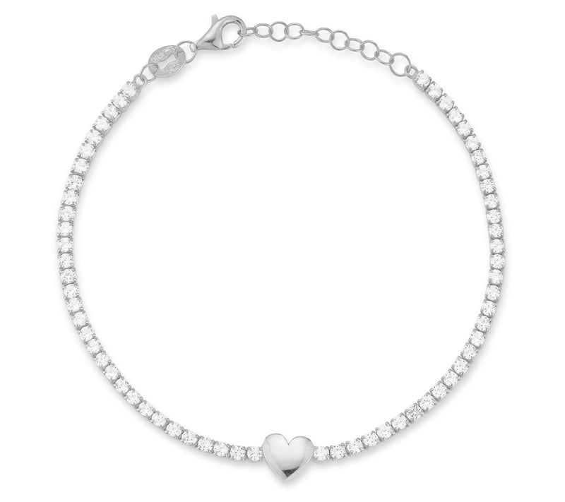 Sterlina Silver Pave Heart Tennis Bracelet, Sterling — View 7