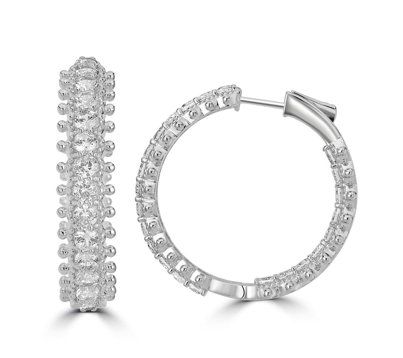 Dallas Prince White Zircon Signature 1.5" Hoop Earrings, Sterling Silver — View 11
