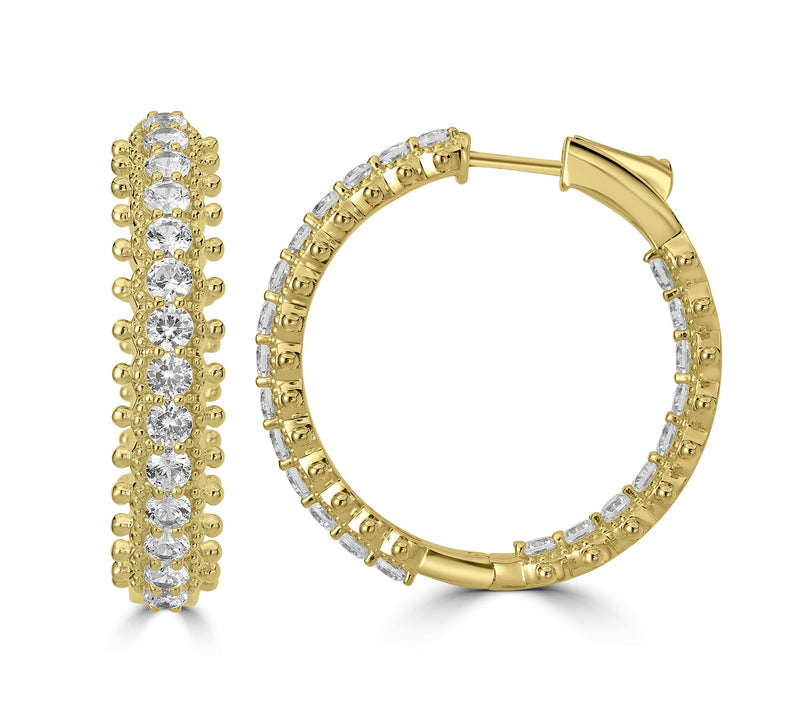 Dallas Prince White Zircon Signature 1.5" Hoop Earrings, Sterling Silver — View 9