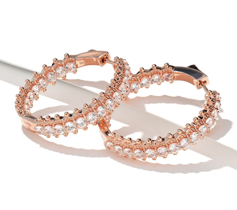 Dallas Prince White Zircon Signature 1.5" Hoop Earrings, Sterling Silver — View 7