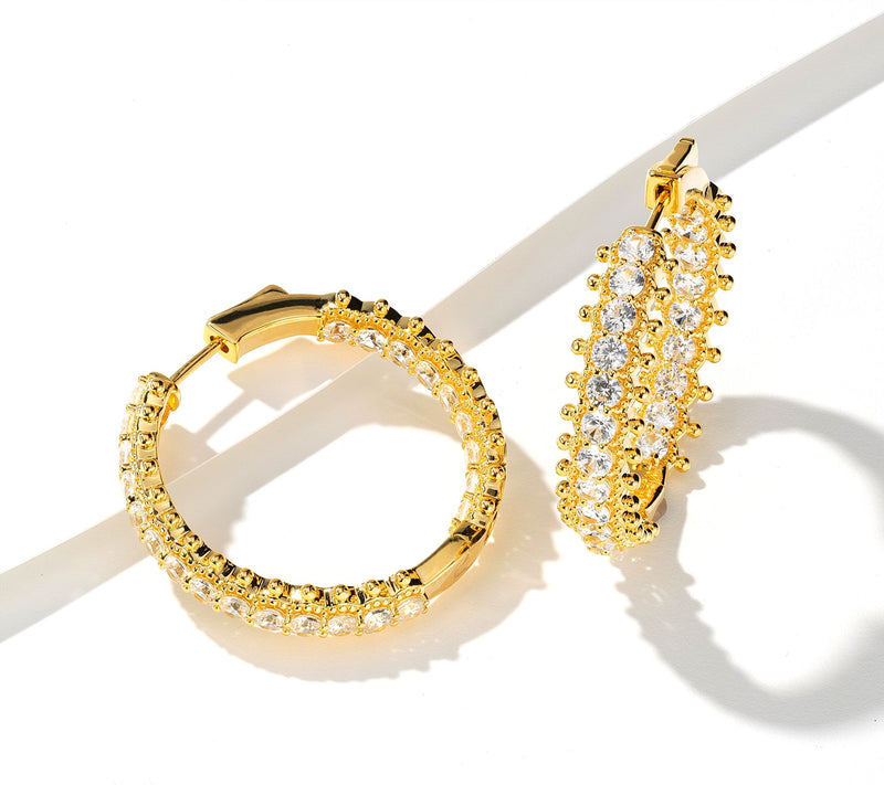 Dallas Prince White Zircon Signature 1.5" Hoop Earrings, Sterling Silver — View 3