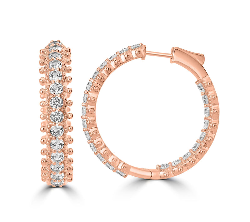 Dallas Prince White Zircon Signature 1.5" Hoop Earrings, Sterling Silver — View 10