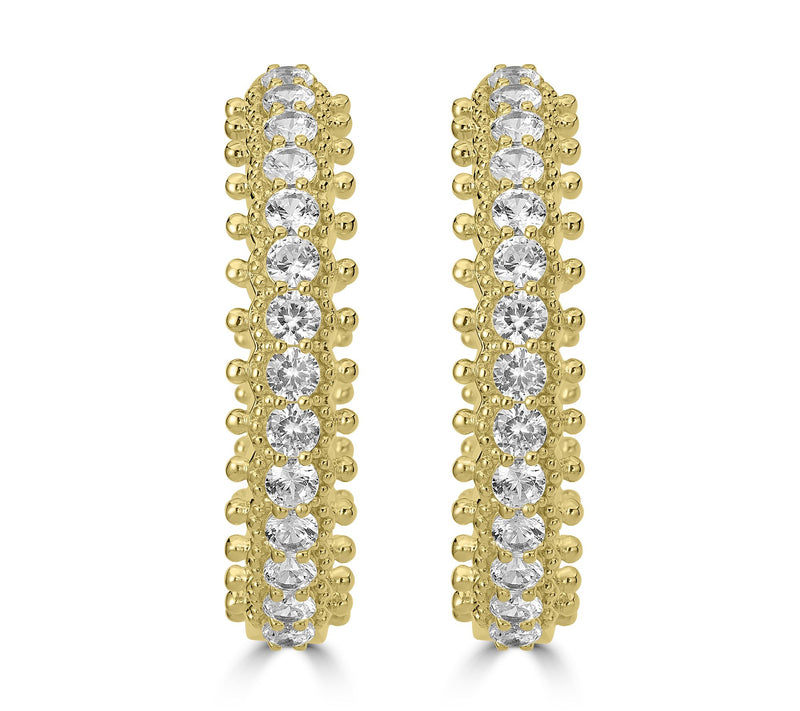 Dallas Prince White Zircon Signature 1.5" Hoop Earrings, Sterling Silver — View 8