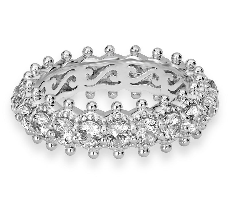 Dallas Prince White Zircon Signature Band Ring, Sterling Silver — View 8
