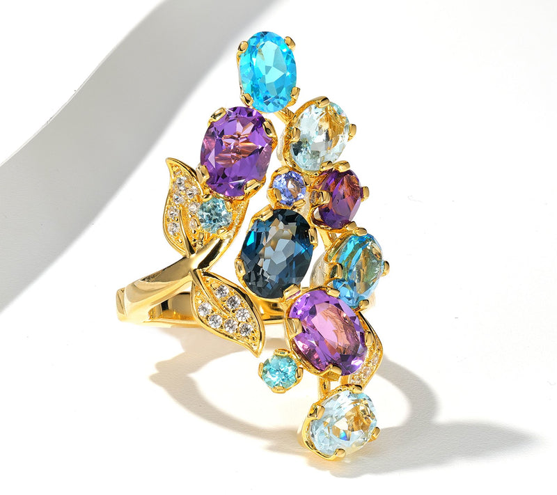 Dallas Prince Twilight Garden Gemstone Ring, 14k Gold Plated — View 5