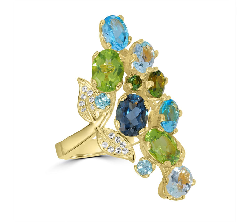 Dallas Prince Twilight Garden Gemstone Ring, 14k Gold Plated — View 6