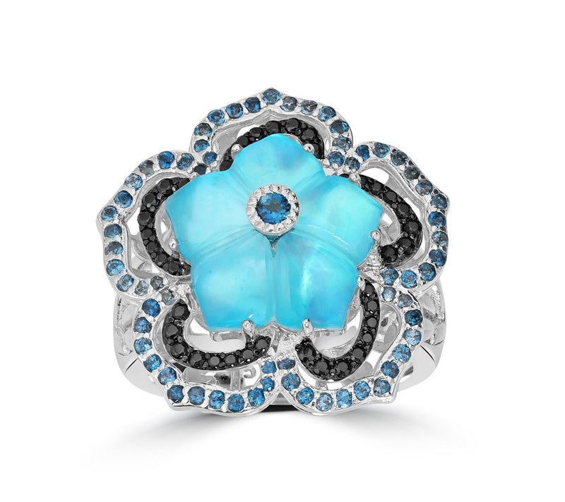 Dallas Prince Gemstone Doublet Flower Ring, Sterling Silver — View 9