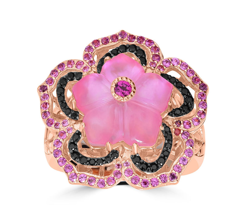 Dallas Prince Gemstone Doublet Flower Ring, Sterling Silver — View 7