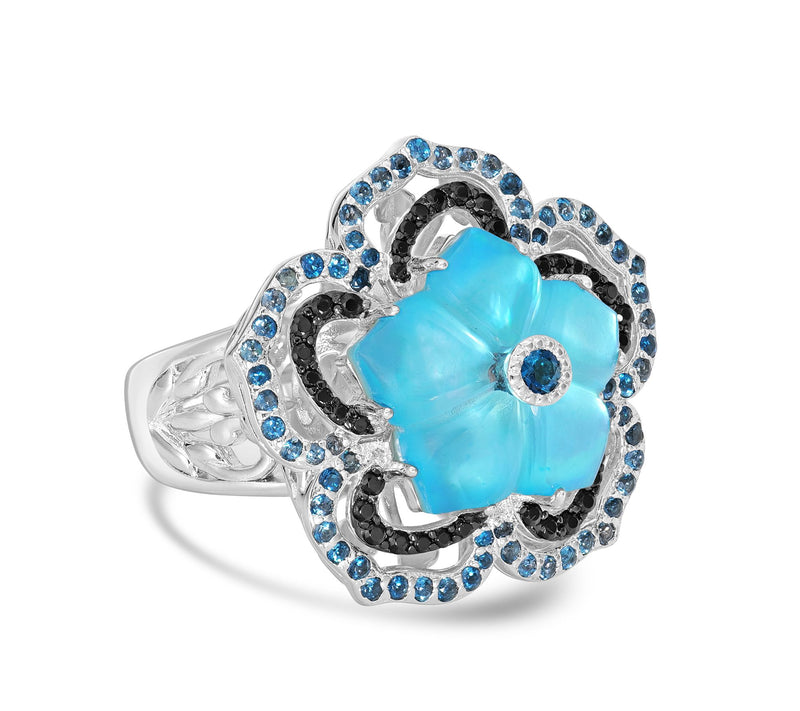 Dallas Prince Gemstone Doublet Flower Ring, Sterling Silver — View 8