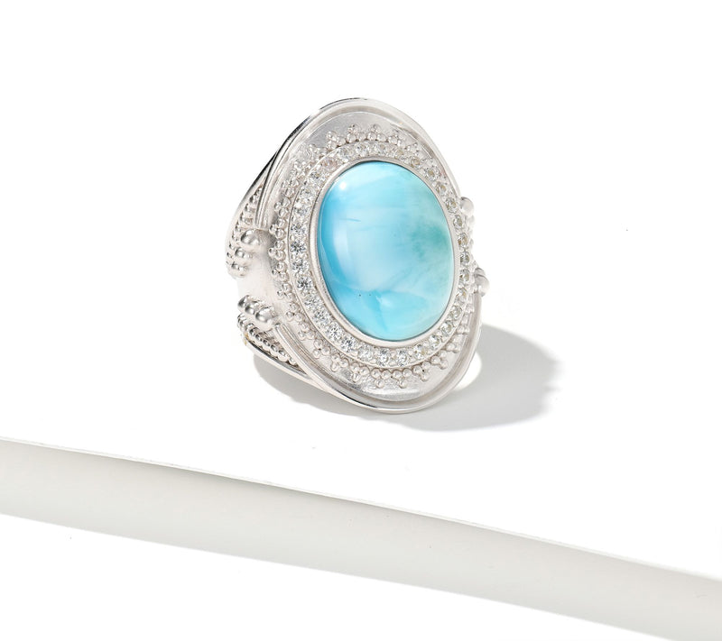 Dallas Prince Etruscan Larimar Ring, Sterling Silver — View 4
