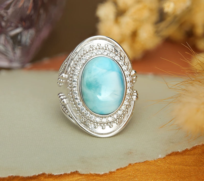 Dallas Prince Etruscan Larimar Ring, Sterling Silver — View 5