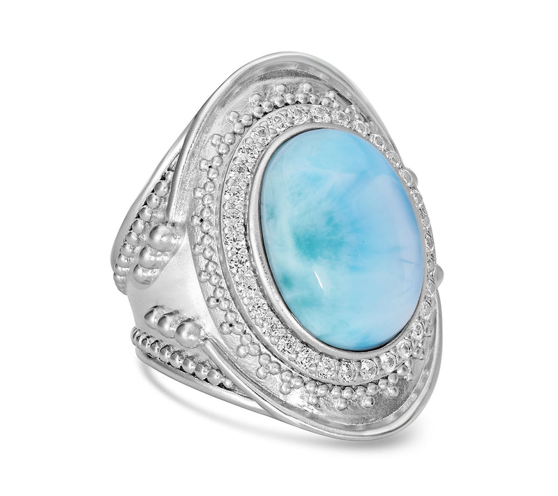 Dallas Prince Etruscan Larimar Ring, Sterling Silver — View 3
