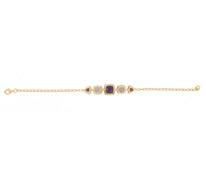 Affinity Gems Amethyst & Rose De France Bracelet, 14K Plated — View 7