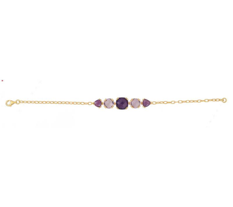 Affinity Gems Amethyst & Rose De France Bracelet, 14K Plated — View 6