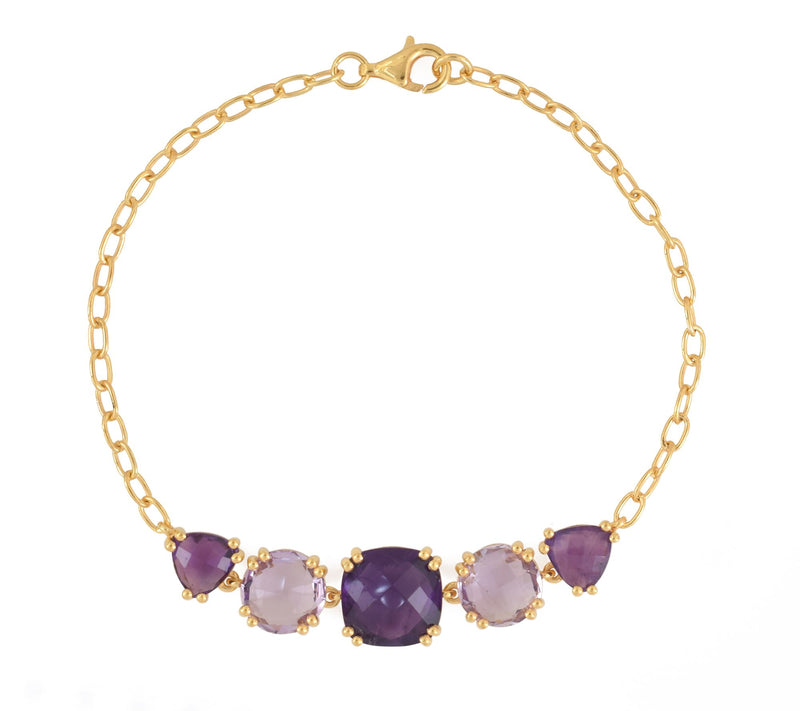Affinity Gems Amethyst & Rose De France Bracelet, 14K Plated — View 3