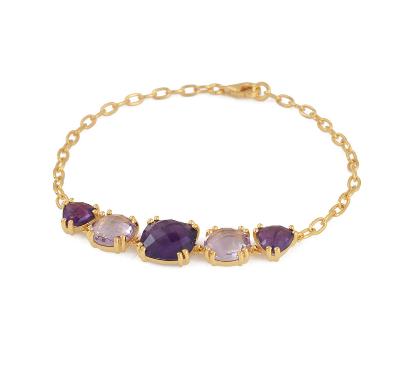 Affinity Gems Amethyst & Rose De France Bracelet, 14K Plated — View 8
