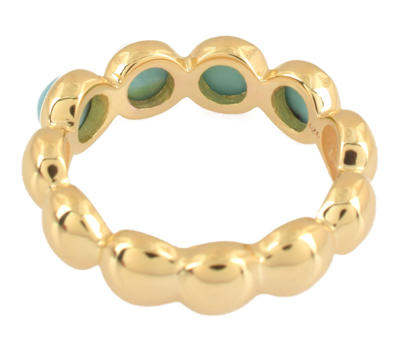 Affinity Gems Round Turquoise Band Ring, 14K Gold Plated — View 5