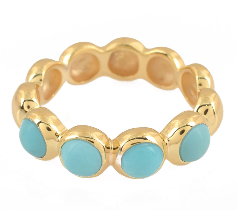 Affinity Gems Round Turquoise Band Ring, 14K Gold Plated — View 4