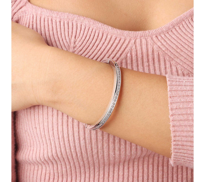 Diamonique x Bronzo Italia 2.80 cttw Hinged Bangle — View 3