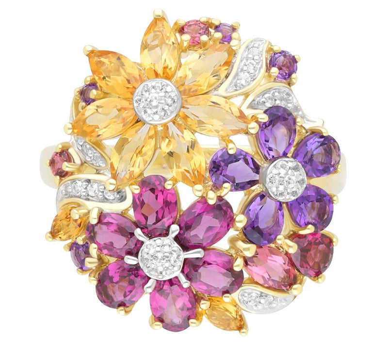 Ariva Sterling Silver Multi-Gemstone Bouquet Ring — View 2