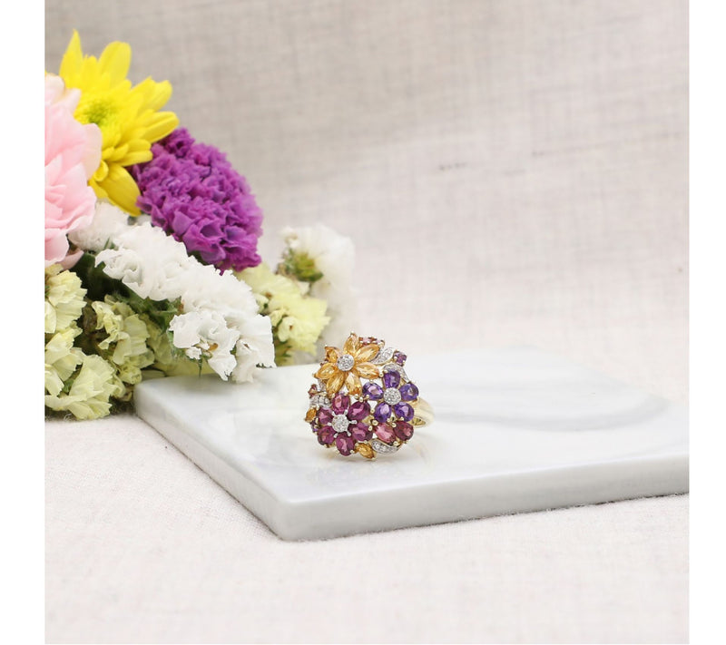 Ariva Sterling Silver Multi-Gemstone Bouquet Ring — View 5