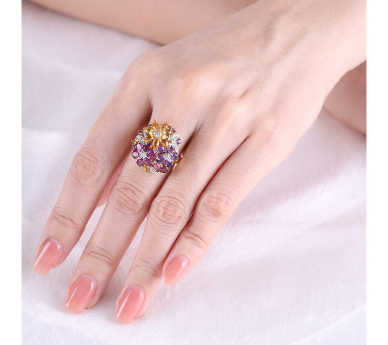 Ariva Sterling Silver Multi-Gemstone Bouquet Ring — View 6