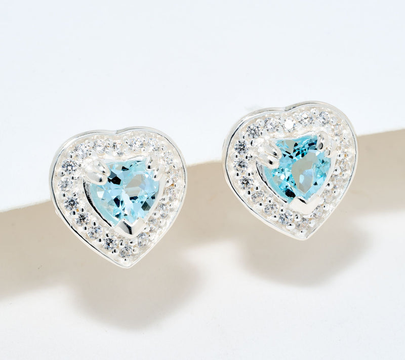 JMH Jewellery Sterling Silver and Gemstone Heart Stud Earrings — View 7
