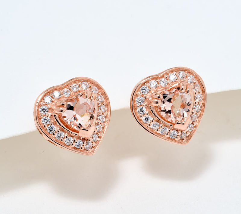 JMH Jewellery Sterling Silver and Gemstone Heart Stud Earrings — View 5