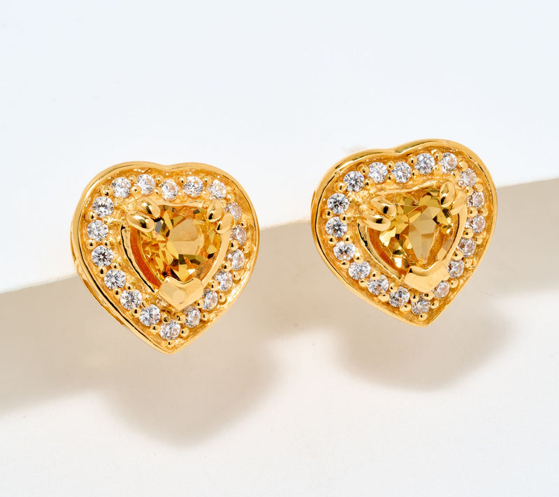 JMH Jewellery Sterling Silver and Gemstone Heart Stud Earrings — Main view
