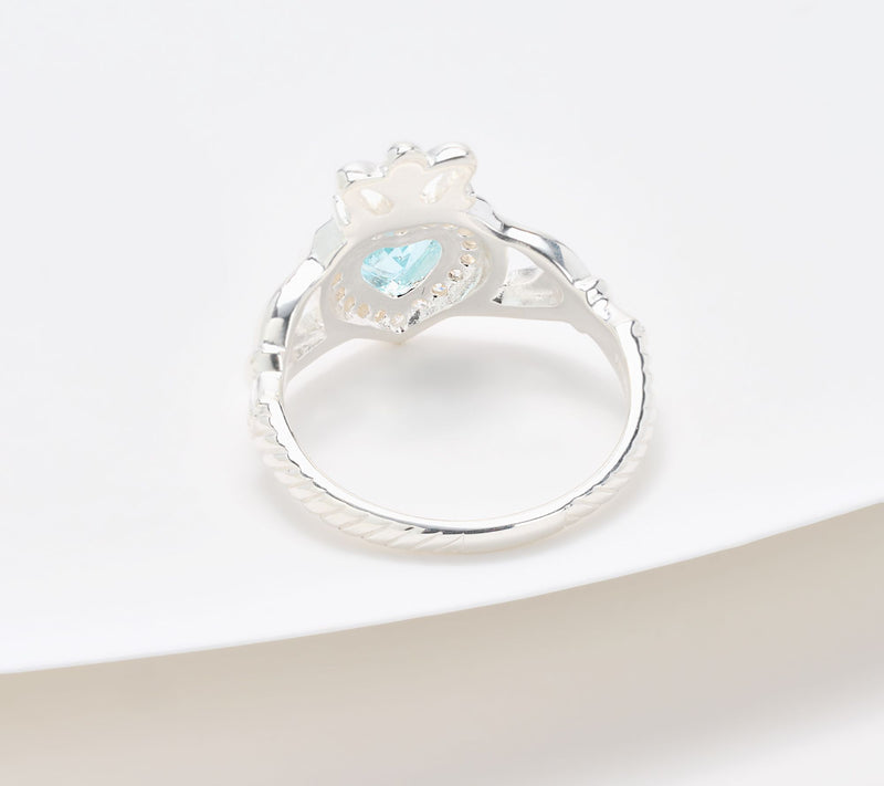 JMH Jewellery Sterling Silver Aquamarine Claddagh Ring — View 2