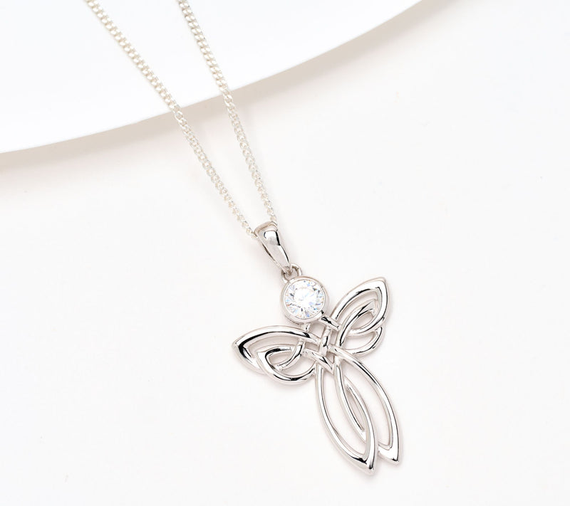 Fado Sterling Silver Celtic Angel Pendant with 18" Chain — View 5