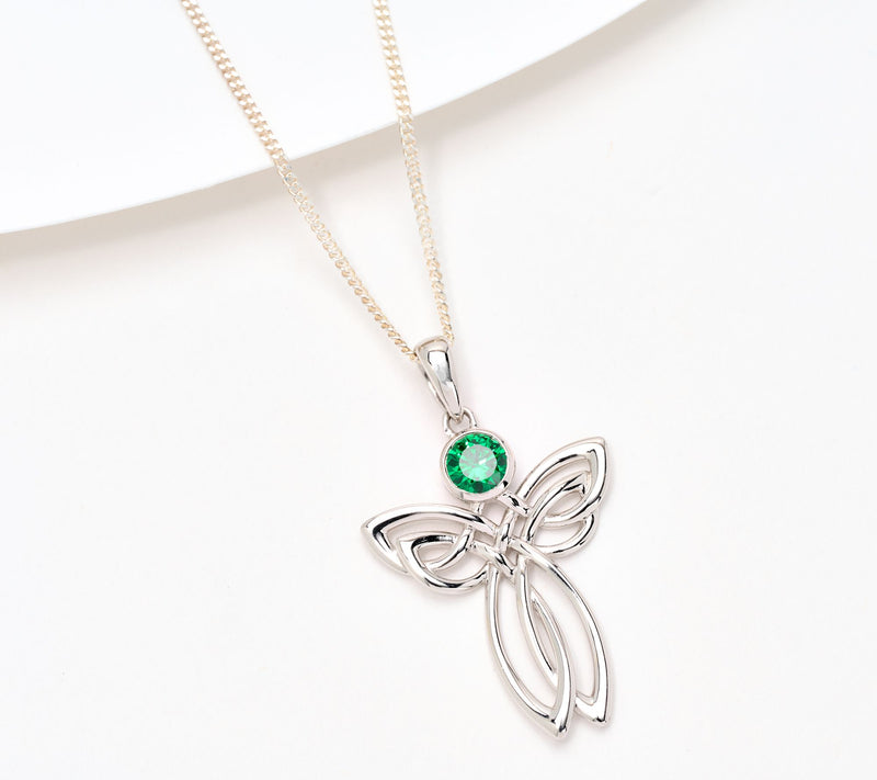 Fado Sterling Silver Celtic Angel Pendant with 18" Chain — View 3