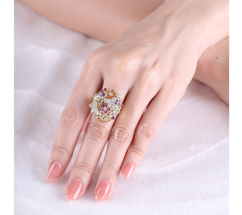 Ariva 18K Gold Clad Gemstone Garden Ring — View 6