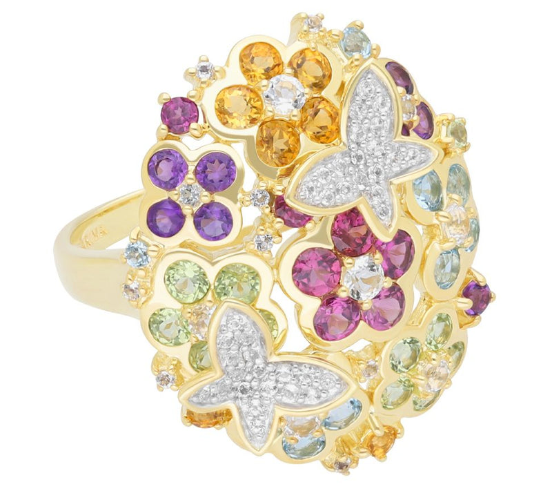 Ariva 18K Gold Clad Gemstone Garden Ring — Main view