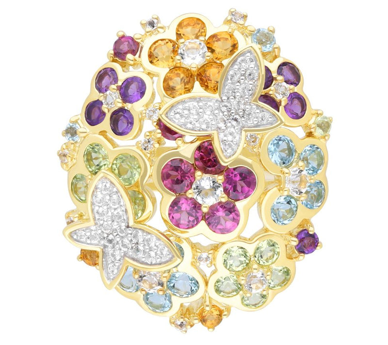 Ariva 18K Gold Clad Gemstone Garden Ring — View 2
