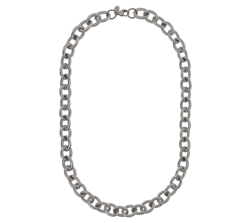 Steel By Design 22" Textured Oval Link Necklace — View 2