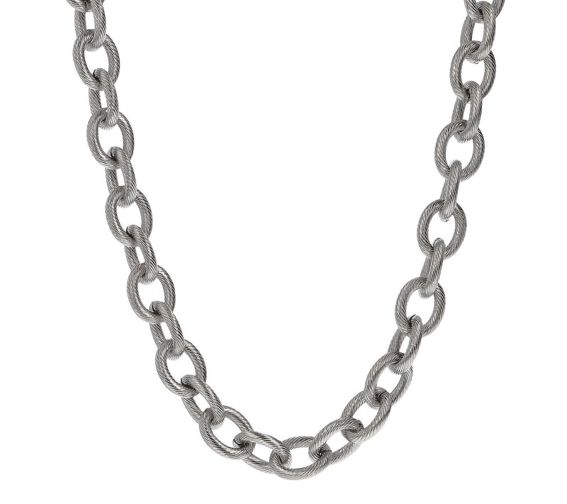 Steel By Design 22" Textured Oval Link Necklace — View 5