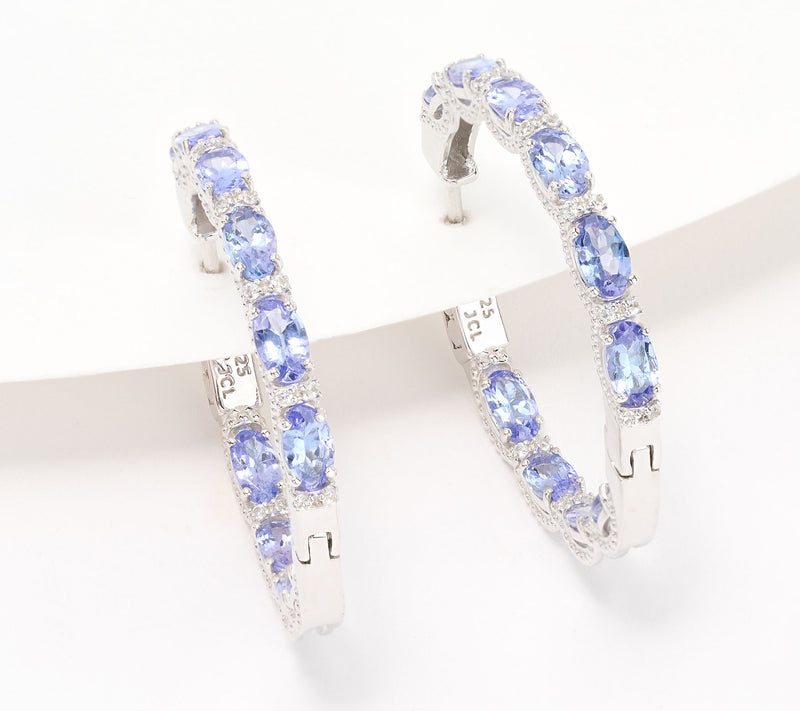Affinity Gems 1" Oval Cut Inside Out Hoops, Sterling Silver — View 11