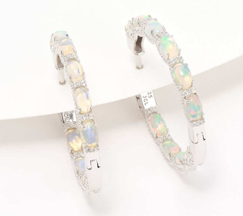 Affinity Gems 1" Oval Cut Inside Out Hoops, Sterling Silver — View 3
