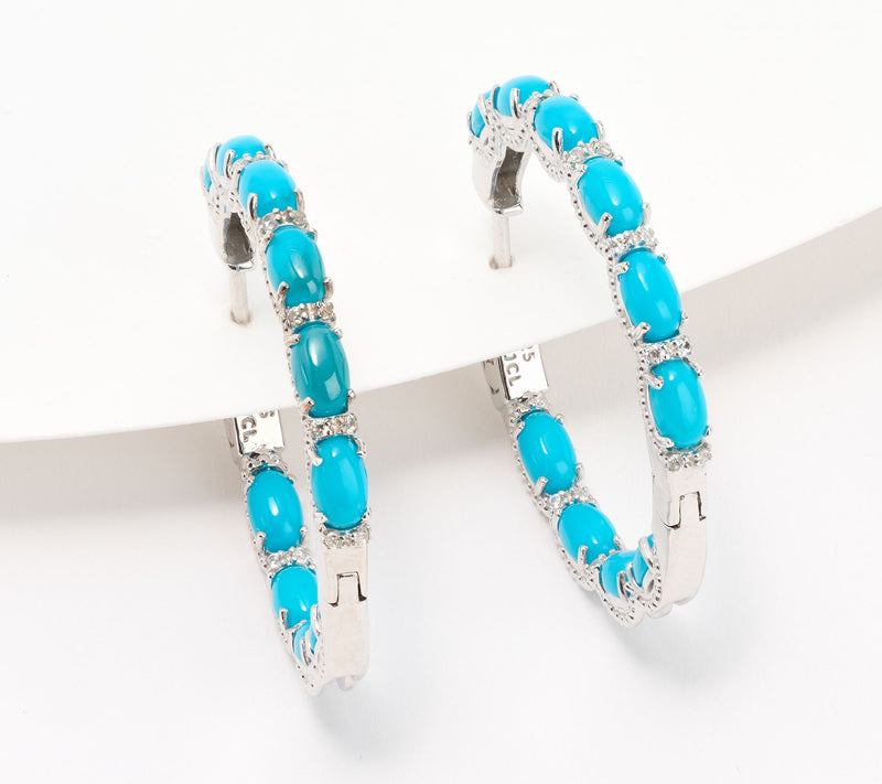 Affinity Gems 1" Oval Cut Inside Out Hoops, Sterling Silver — View 9