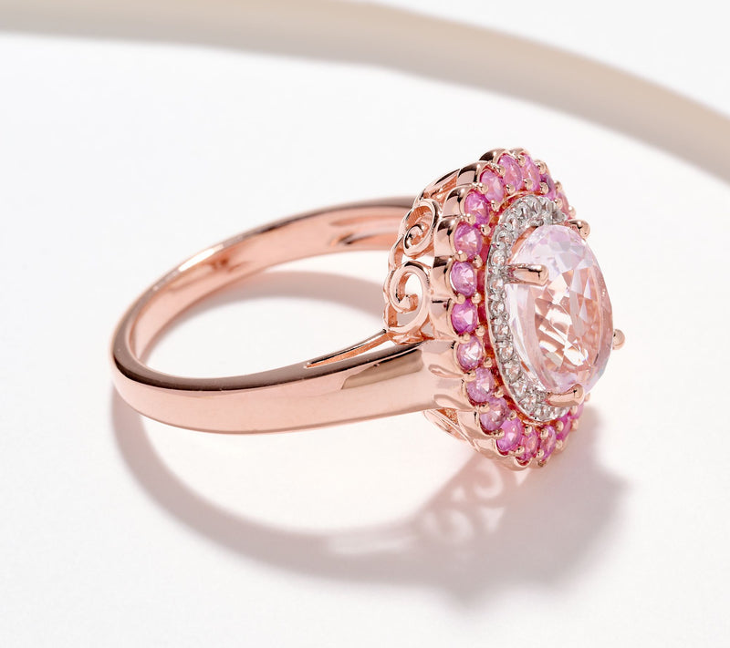 Affinity Gems Kunzite & Pink Sapphire Oval Ring, Sterling Silver — View 6