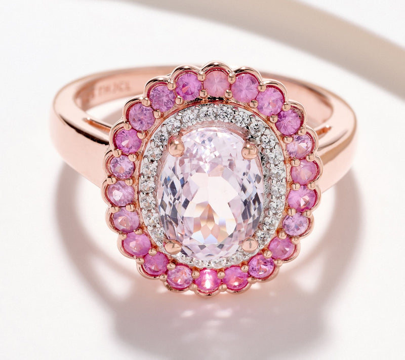Affinity Gems Kunzite & Pink Sapphire Oval Ring, Sterling Silver — Main view