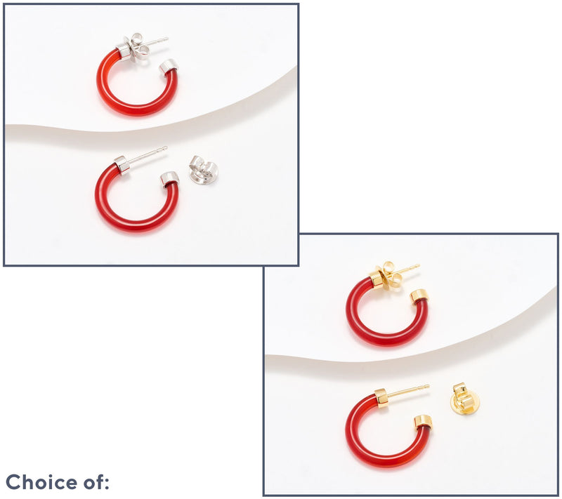 Affinity Gems Carved Opaque Gemstone 3/4" Hoop Earrings, Sterling Silver — Main view