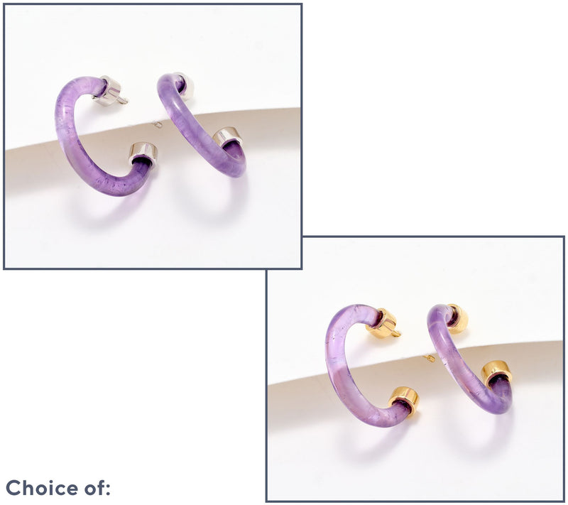 Affinity Gems Carved Opaque Gemstone 3/4" Hoop Earrings, Sterling Silver — View 11